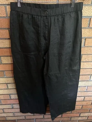 NWT Eileen Fisher Organic Linen Wide-Leg Pant Grove Dark Grey Size Medium thumbnail 1