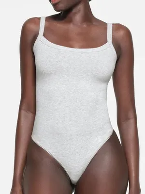 SKIMS NWT Cotton Jersey Scoop Neck Bodysuit in Light Heather Grey‎ Size XL thumbnail 1