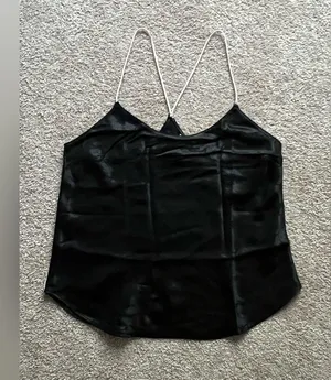 Victoria's Secret Satin Racerback Cami Pajama Top Color Black Size Small thumbnail 3