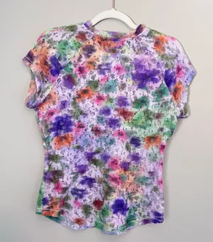Pilcro Anthropologie Sheer Floral Mesh Lace Cap Sleeve Top Multicolor M thumbnail 5
