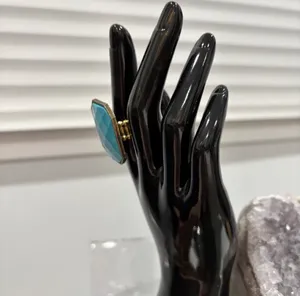 Turquoise Rectangular Statement Adjustable Ring Blue thumbnail 3