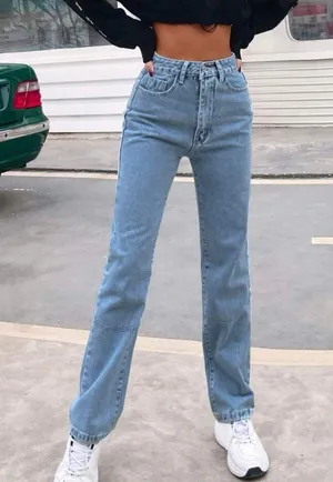 SheIn Top-stitching Straight Leg Jeans thumbnail 1