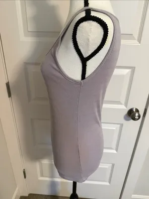 Loft| Women's Ribbed Scoop Neck Tank Top - Lavender with Light Silver Stripes thumbnail 4