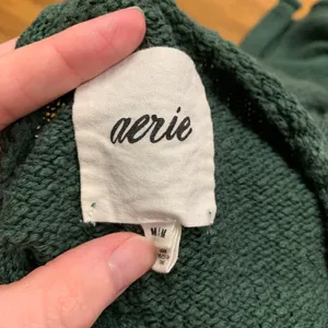Aerie Green Textured V Neck Long Sleeve‎ Sweater Womens Size Medium Comfy Casual thumbnail 4