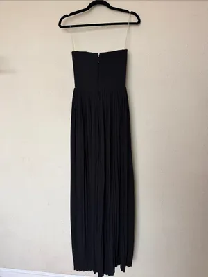 House of CB Marcella Black Georgette Pleated Maxi Dress size XS A-C thumbnail 3