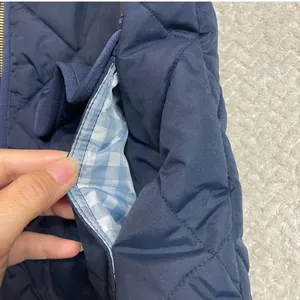 J.Crew Womens S Navy Blue Puffer Zip Up‎ Vest Gingham Print Snap Buttons Preppy thumbnail 7