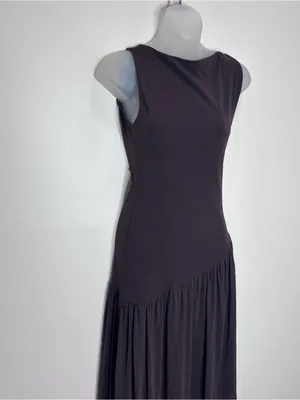 Zara asymmetrical Drop Waist Sleeveless Maxi Long Brown Dress NWT MEDIUM blogger thumbnail 4