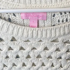 Lilly Pulitzer Women's Chunky Knit Long Sleeve Cream Crew Neck Sweater‎ SZ Large thumbnail 3