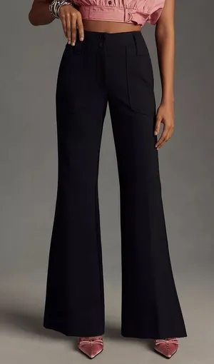 Anthropologie Maeve The Naomi Ponte Wide-Leg Flare Pants in Black Size 28 NWT thumbnail 1