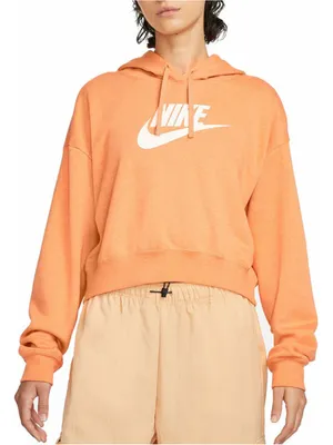 Nike Sportswear Women’s‎ Oversized Crop Graphic Hoodie Orange Trance Size M thumbnail 1