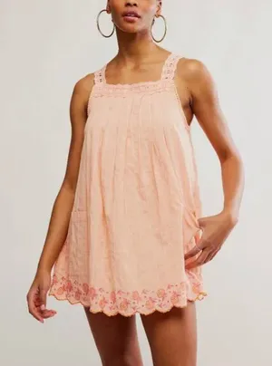 FREE PEOPLE new with tags Latecia Embroidered Mini / Spring Melon - small thumbnail 1