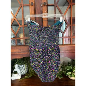 Anthropologie Evie‎ Smocked One Piece Swimsuit XL Multicolor Animal Print Ruffle thumbnail 3