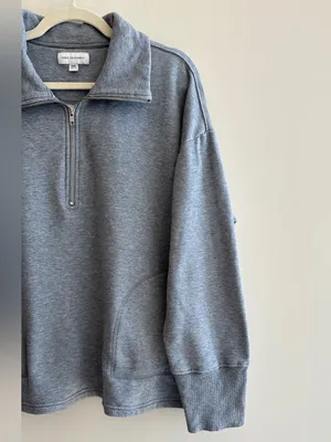 Free Assembly Quarter Zip Grey Sweatshirt, Athleisure, Size XXXL thumbnail 3