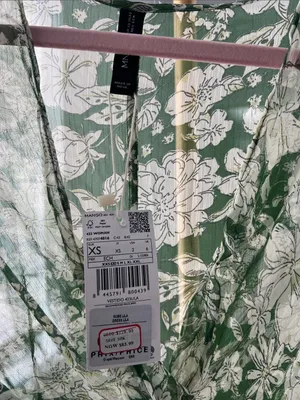 NWT Mango MNG Floral Sheer Green White Romantic Twist Front Midi Dress XS $129 thumbnail 12