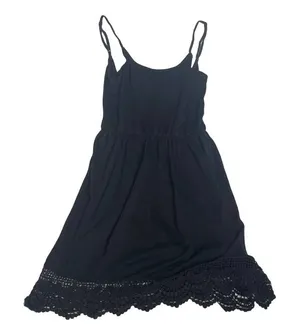 ONeill Womens Black Crochet Lace Hem‎ Mini Sun Dress XS Adjustable Straps Boho thumbnail 1