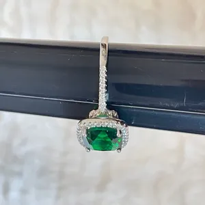 925 Sterling Silver Green CZ Halo Ring Size 10.75 Cushion Cut Emerald Green thumbnail 6