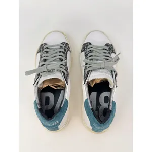 P488 Thea Shabby Womens Shoes White Leather Embossed Low Top Sneaker 37 US 7 thumbnail 8