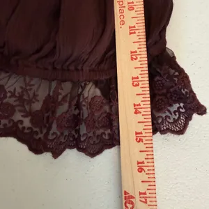 Earthbound Top M Wine Lace Tiered Ruffle Bell Sleeve Off Shoulder Fairycore thumbnail 5
