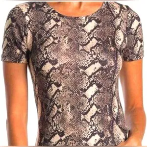French Connection Snake Print Top Women’s Size Small Neutral Short Sleeve NWT thumbnail 1