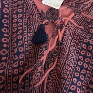 NWT Intimately Free People Soul of the‎ Sun Relaxed Bodysuit Peach Navy XS thumbnail 3