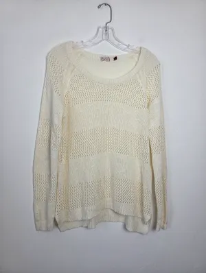 So. White Loose Knit Sweater Top Beachy Boho Ethereal Fairy Academia Angelic XL thumbnail 2