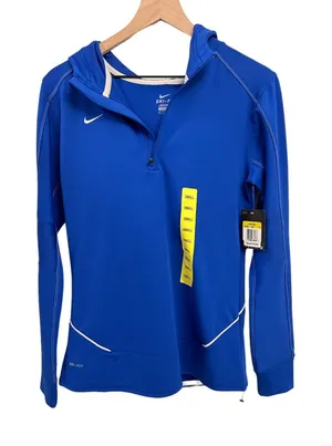 Nike Dri-Fit Running Top Blue Long Sleeve Hooded Women's S Casual Sporty NWT thumbnail 1