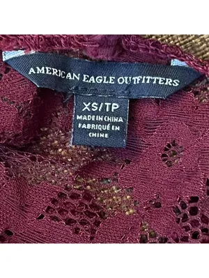 American Eagle Y2K burgundy lace strappy back crop top size XS 💗 thumbnail 6