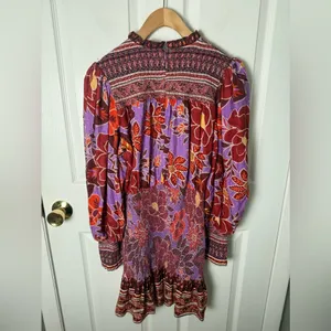 Farm Rio Sweet Floral Long Sleeve Minidress S thumbnail 8