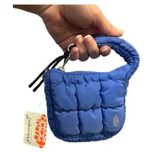 Free People Movement Quilted Micro Pouch Wristlet Bag Blueberry Logo Puffer thumbnail 1