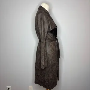 Windsor - Brown Chic Impression Faux Suede Belted Trench Coat thumbnail 6