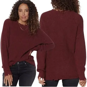 NWT Pistola Eva Distressed Crew Neck Knit Pullover Sweater Women's XS Red Black thumbnail 2