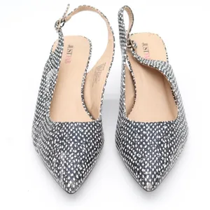 JustFab Mariona Black White Textured Slingback Kitten Heels Size 8.5 Pointed Toe thumbnail 4