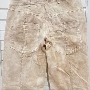 Zara High Rise Double Waist Beige Jeans Sz 0 Straight Leg Animal Print Splotchy thumbnail 11