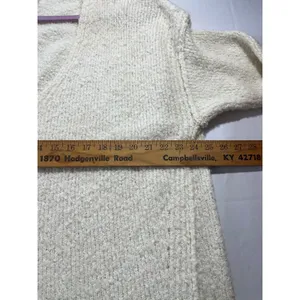 Free People Alpaca Blend Oversized‎ VNeck Chunky Knit Sweater Women S Cream Boho thumbnail 5