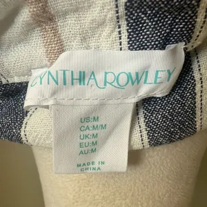 Cynthia Rowley Blue cream Striped Mini Dress linen‎ coastal boho cottagecore med thumbnail 4