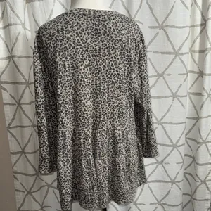 Leopard Print Long Sleeve Top Black Size M thumbnail 4