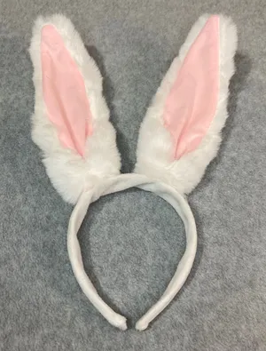 Bunny Ears Headband Poseable Plush White‎ Pink Faux Fur Easter Costume Party New thumbnail 1