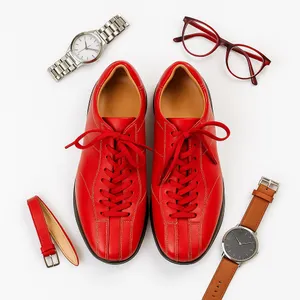Prada Vintage Red Leather Sneakers Women’s Size 38 Italy Designer Low Top REPAIR thumbnail 3