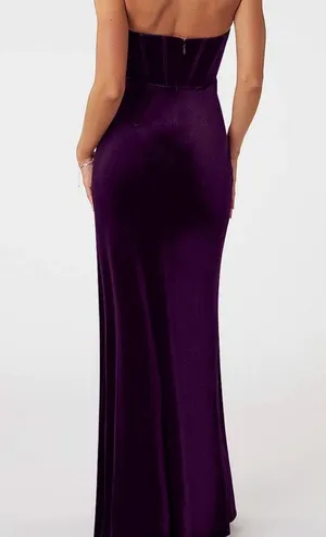 Azazie Larisa velvet strapless floor length dress Grape Size A6 4-6 thumbnail 8