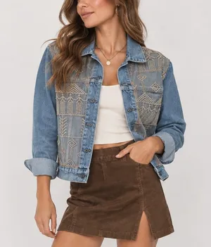NWT Levis Womens Trucker Denim Jacket Western Boho Embroidered Small Cowgirl thumbnail 1