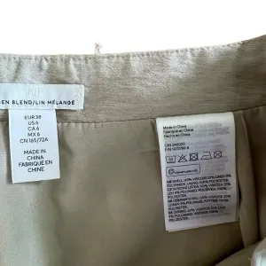 H&M Women's 6 Linen Blend‎ Beige Linen Blend Breathable Comfortable Mini Skirt thumbnail 3