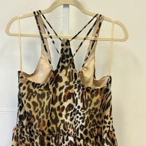 Arden B Leopard Print High Low Dress Medium Strappy‎ Racerback Chiffon Brown thumbnail 5
