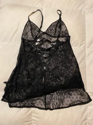Victoria’s Secret black lace slip dress thumbnail 1