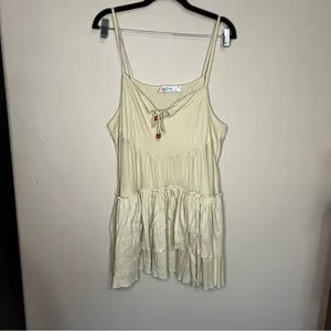 Free‎ People Beach Noelle Cream Tiered Spaghetti Strap Mini Boho Sundress thumbnail 2