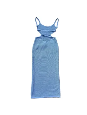 Sabo Skirt London Knit Dress in Azure Sz 8 / Large Coastal Cutout Midi Vacation thumbnail 3