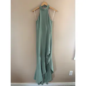 Lulus Majestic Perfection Sage Green Ruffled Halter Maxi Dress Size Medium Gala thumbnail 4