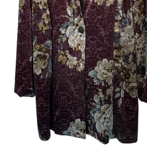 GUILLAUME Purple/Beige Floral Print Velvet Burnout Blazer Jacket - Size 1X thumbnail 4