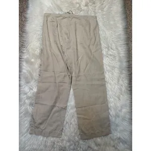 Gap Women's Size 12 Wide Leg Pants Beige Tie Waist Pockets High Rise 100% Linen thumbnail 7