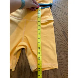 Five Dancewear Orange Blue Trim Crop Top Biker Shorts Set XXS Yoga Athletic thumbnail 3
