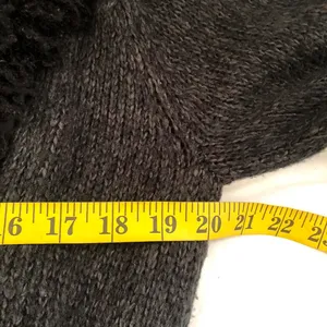 Whimsygoth grey black faux fur collar belted long cardigan long sleeve-L #y2k #gothic thumbnail 4
